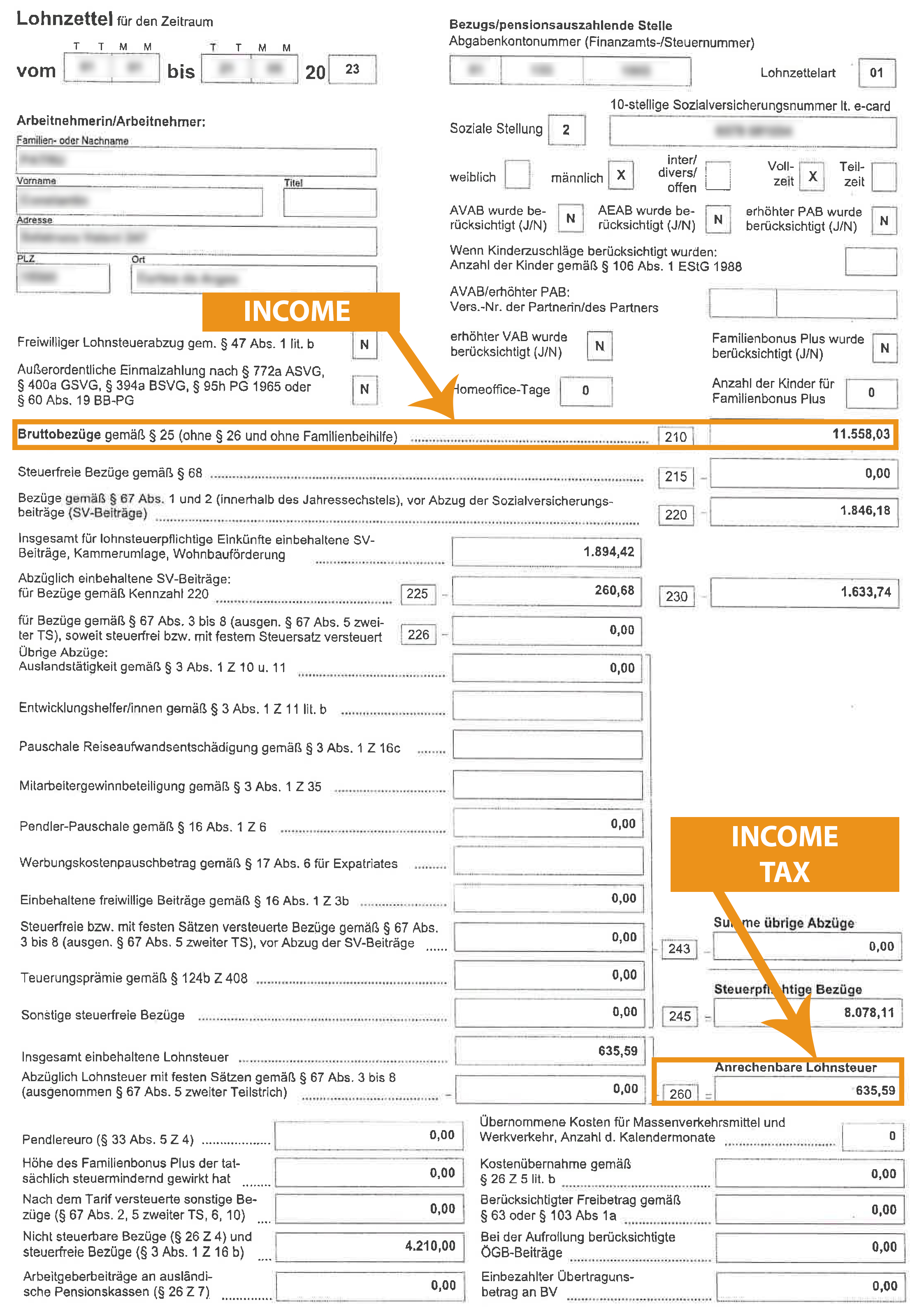 Refund your overpaid taxes from Austria - Lohnzettel