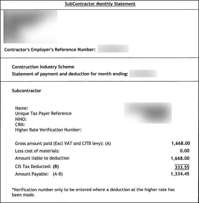 Refund your overpaid taxes from United Kingdom - Subcontractor Monthly Statement