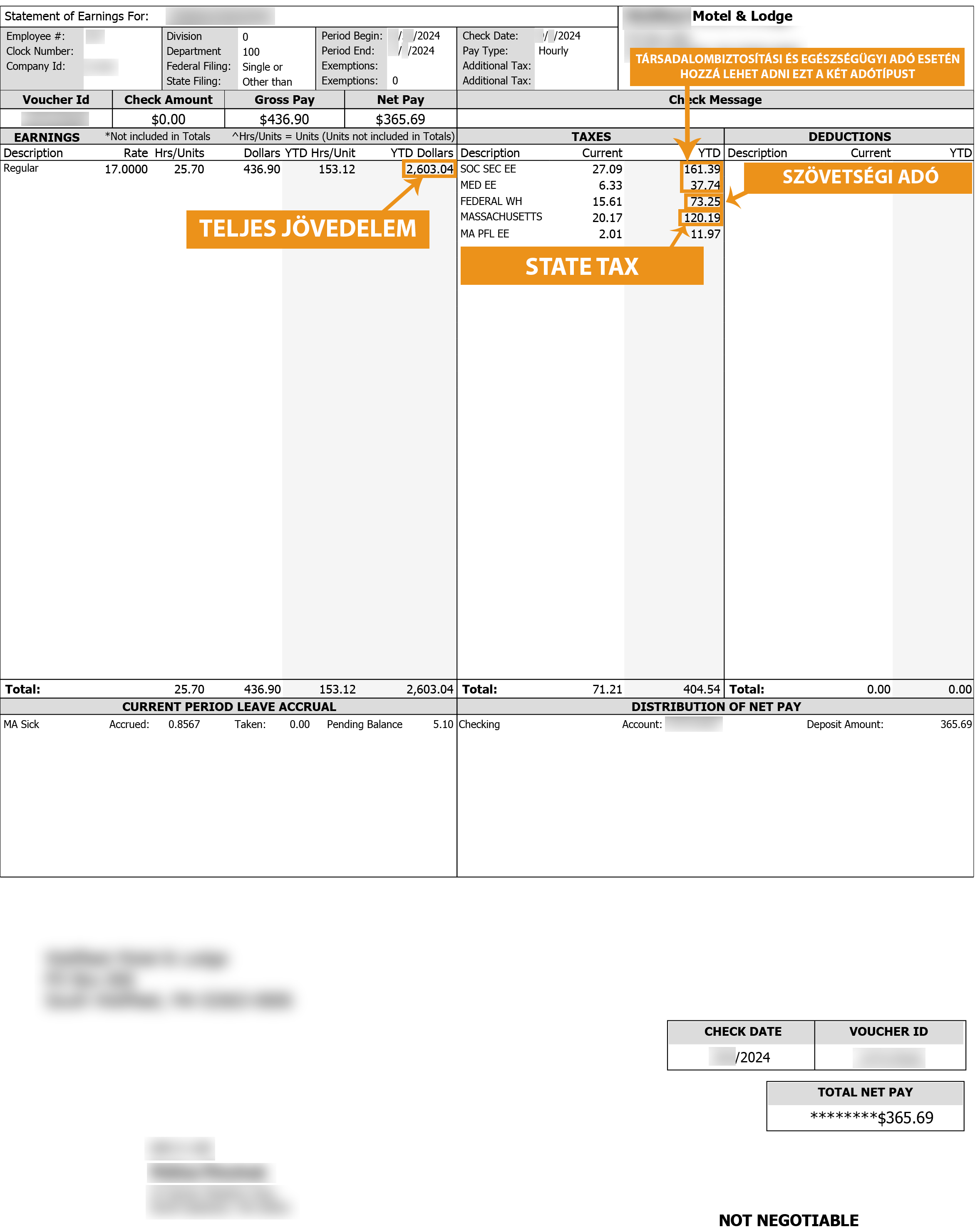 Térítse vissza adóját az USA-ból - Payslip